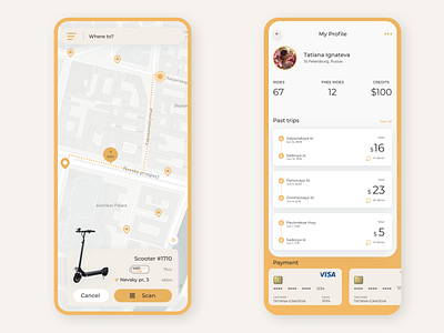 Scooter rental app 🛴 app design first work ios ui ux