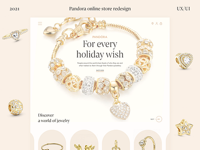 Pandora e-commerce redesign adobe branding design e commerce fashion figma illustration jewelry logo online store ui ux