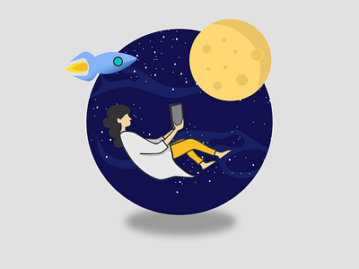 Space Girl design girl illustration moon space spaceships