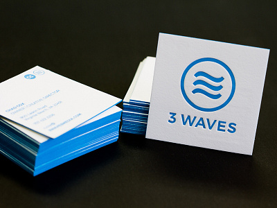 3 Waves Business Cards branding business card design letterpress logo print square