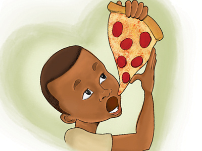 I <3 Pizza childrens book hand drawn illustration pizza