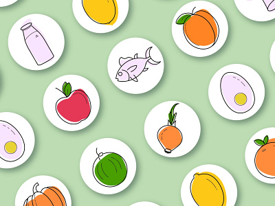 Healthy food icons for mobile applications art artwork branding design graphic design illustration logo patern ui vector
