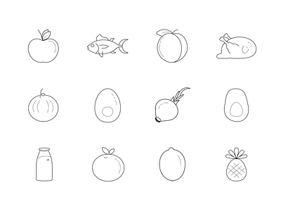 Set of healthy food icons on white background. artwork design foodicons graphic design healthyfoodicons iconsset illustration whitebackground