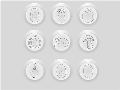 Buttons linear icons set of healthy food. branding buttons design food graphic design healthyfoodicons icons illustration patern