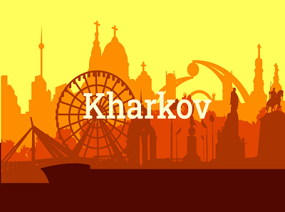 Silhouette of the city artwork design graphic design illustration kharkov patern sity town ukraine