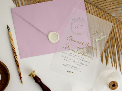 Rustic wedding invitation mockup