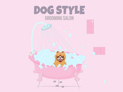 Instagram carousel for grooming salon animal artwork bath design dog graphic design grooming illustration water