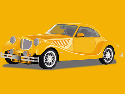 Retro car Bufori yellow artwork branding bufori car design graphic design illustration retro retrocar yellow