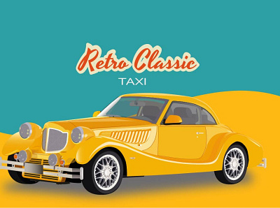 Taxi business card, Bufori yellow retro car artwork branding car card design graphic design illustration logo retro retrocar yellow