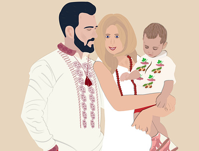 Family in national dress. Love is great in the family. Valentine art artwork branding design dress fathers day graphic design illustration love mothers day national ui ukraine ux valentines day