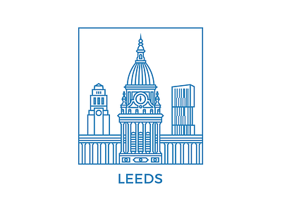 Leeds blue geometry illustrator leeds leeds town hall line art ls1 montserrat skyline urban vector yorkshire