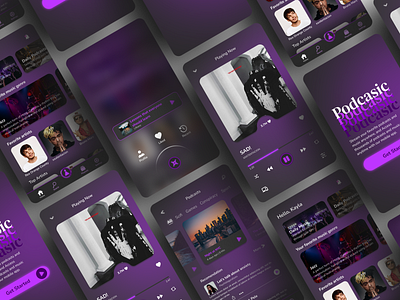 Podcasts and Musics Player Mobile App #podcasic android app design app branding design figma music music player podcast podcast player streaming podcast ui