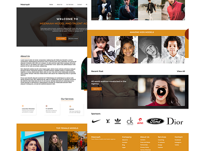 A Talent and Model Agency Landing Page design graphic design icon illustration typography ui ux