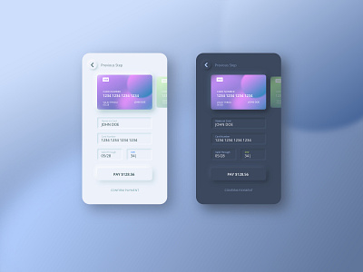 #DailyUI #002 aurora credit card checkout daily ui dark dayli ui 002 dayliui light minimal mobile ui neumorphism ui