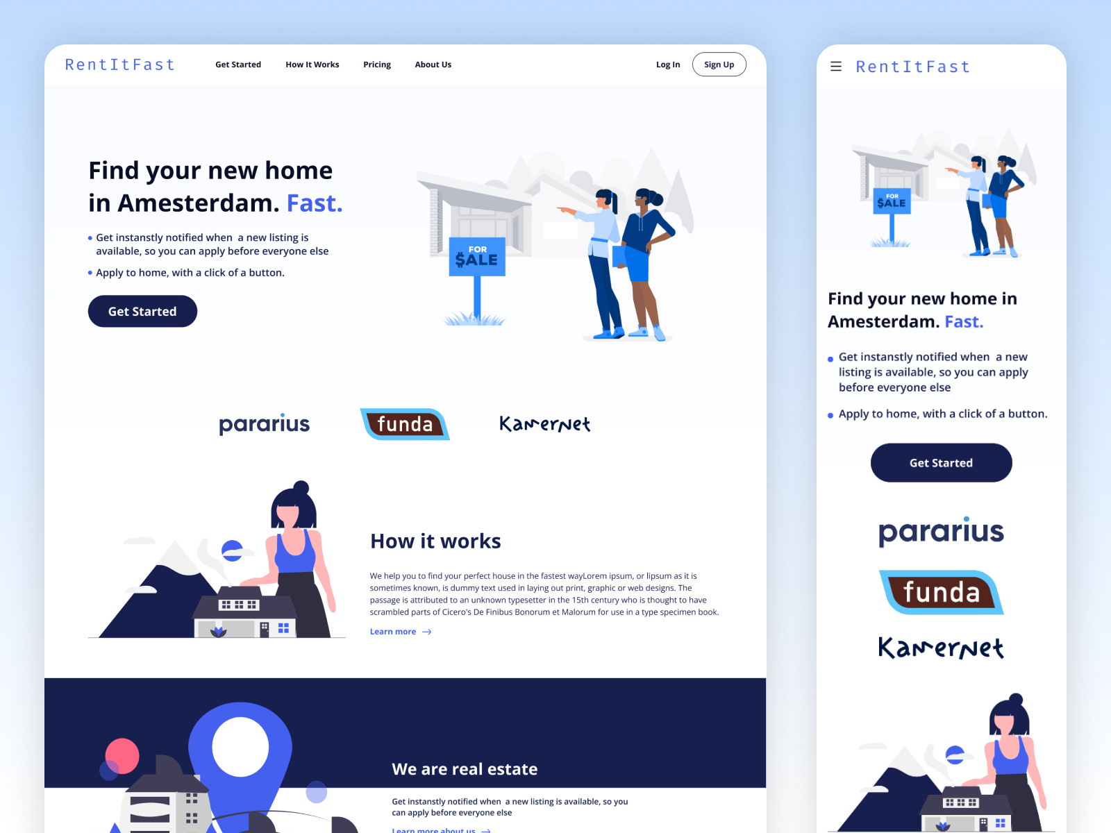 House Renting site Landing Page by Minoo Morovati on Dribbble