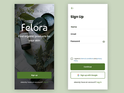 Sign up page app ui