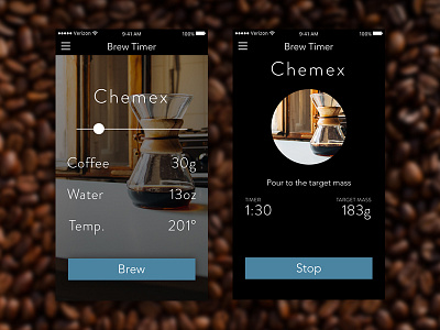 Coffee Timer App app chemex coffee design pour over timer ui ux
