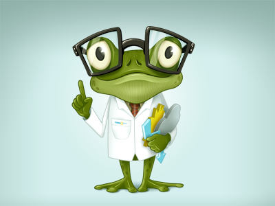 Pascal the frog character frog glasses scientist weather