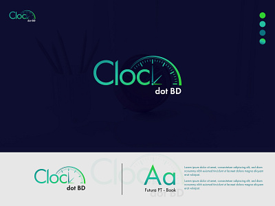 Modern Typography Logo|| Clock dot BD logo design.
