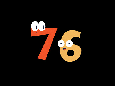 Digit 76 76 cartoon digit number practice