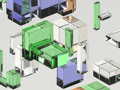 Glass boxes 3d box color glass model modo render unused