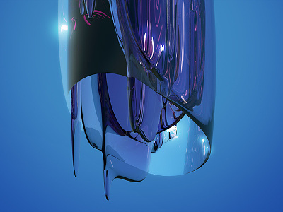 Organic form 3d abstract glass model modo object render