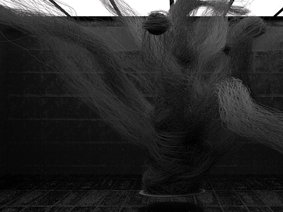 Fig. 32 Room: Alien form 3d abstract art bw model modo practice render room