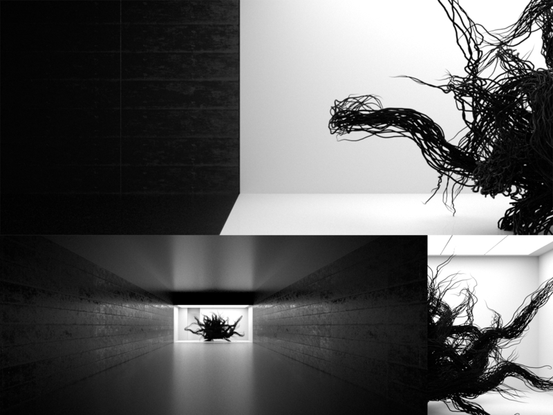 Fig. 32: Key shots 3d abstract art bw model modo practice render