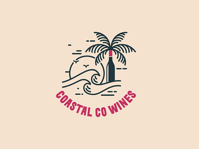 "COASTAL CO WINES" Wine Company Logo Design branding creative design logo minimal modern logo organic logo wine logo