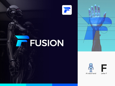 Fusion Letter F AI App Logo | Technology, Logo, App a b c d e f g h i j k l app logo artificial intelligence branding creative design digital f logo f monogram logo favicon futuristic gradient logo graphic design logo modern logo robot robot hand robotics tech technology