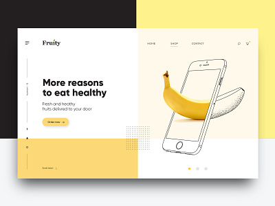 landing page banana cart design fruit illustration iphone minimal shopping simple virtual website