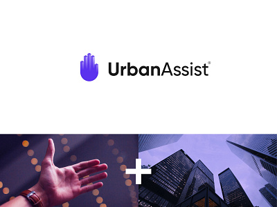 UrbanAssist building care city clean design hand logo minimal simple symbol