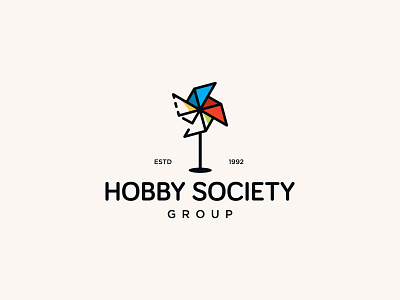 hobby society logo clean colors design fan icon logo minimal simple spinning fan symbol vector