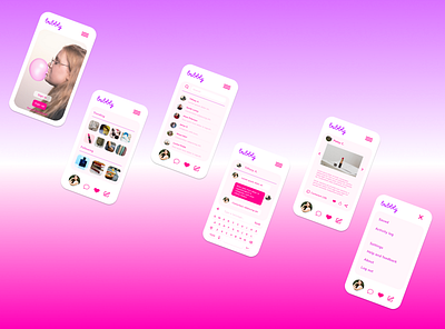 Bubbly app android design figma design girly messenger