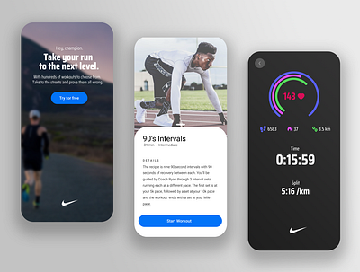 NikeRunning app app design branding figma logo minimal mobile nike ui