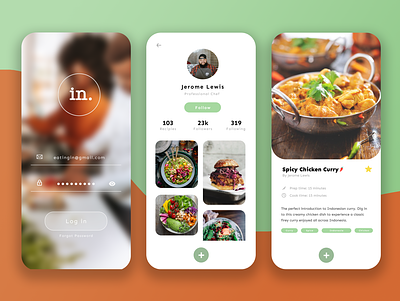 EatingIn app app design design figma food food app foodie mobile socialmedia ui ux
