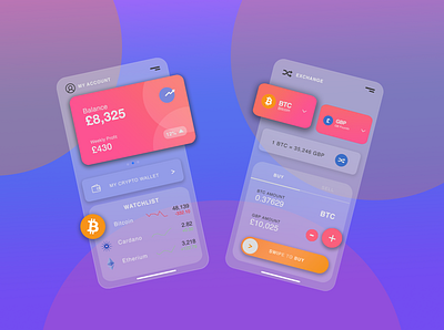 Crypto Wallet Concept app app design application cryptocurrency mobile ui wallet web web design