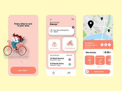 Bike Rental App app app design application bicycle bike design illustration mobile ui web web design