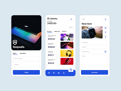 Keepsafe. Item Insurance app app branding cards concept design icon idea logo safe screen security ui ux
