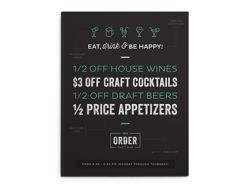 The Order | Happy Hour Ad hook creative hotel vandivort happy hour the order