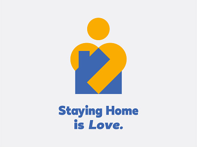 Staying Home is Love arm blue corona coronavirus head heart house house logo human love stay home stayhome yellow