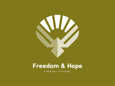 Freedom & Hope bird dove free freedom hope logo newday rising rising sun sun sunshine therapy upward wings