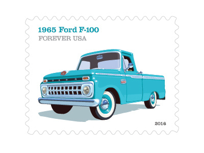 Lyons Dribbble USPS 65 Ford F 100 Stamp 65 ford pickup truck retro stamp truck