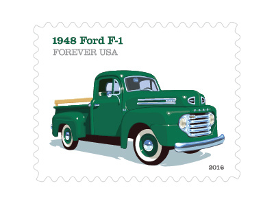 Lyons Dribbble Usps 48 Ford F 1 Stamp ford pickup truck retro stamp truck vintage