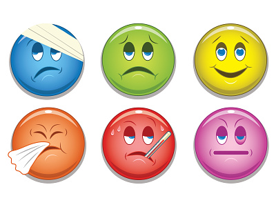 Lyons Emojis concussion emojis fever green happy head wound healthcare emojis sad sick sneeze thermometer