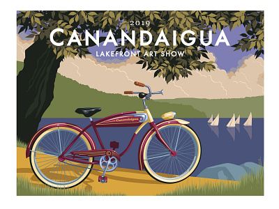 Lyons Dribbble Canadaigua Poster bicycle illustration lyons poster retro travel vintage
