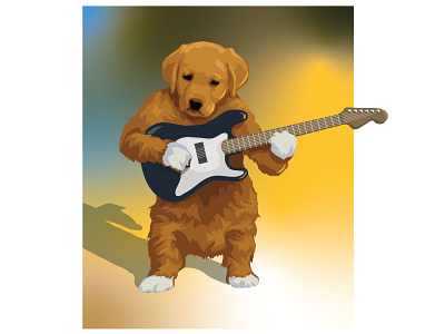 Lyons Dribbble Soul Dog bass guitar dog golden golden retriever illustration lyons music musician