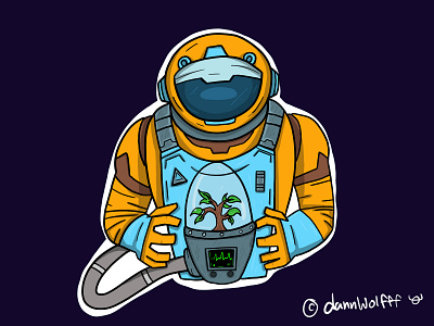Space Nomad astronaut digital art illustration space sticker art