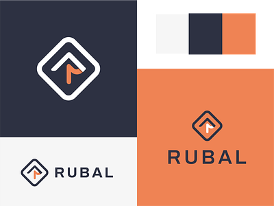 Rubal logo arrow branding design logo monogram type up