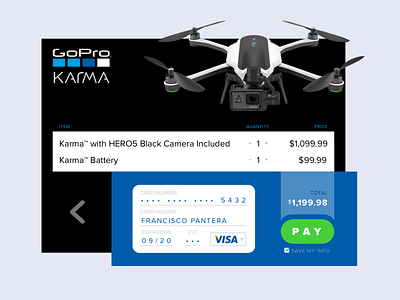 Credit Card Checkout - GoPro Karma 002 checkout credit card checkout dailyui gopro pay